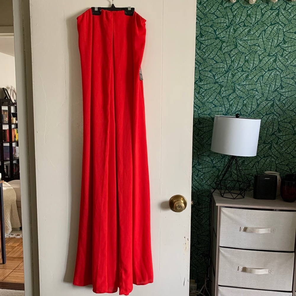 Red flowy jumpsuit